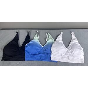 Rhonda Shear Bra Set Lot of 3 Size XL White Black Ahh Seamless Ombre Blue 9220